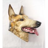 CROWN DEVON FIELDINGS WALL PLAQUE depicting the head of an Alsatian,