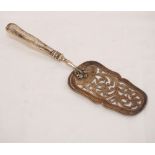 AUSTRIAN SILVER FISH SLICE circa 1900, with pierced scroll decorated blade and shaped handle.