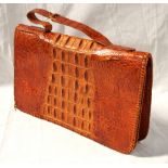 LADIES VINTAGE CROCODILE SKIN HANDBAG