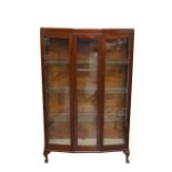 1950's MAHOGANY BOW FRONT DISPLAY CABINE