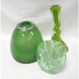 URANIUM GREEN GLASS FLOWER HOLDER