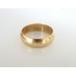 GENTLEMAN'S NINE CARAT GOLD WEDDING BAND ring size W-X and approximately 6.