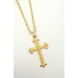 CHINESE TWENTY-TWO CARAT GOLD CROSS PENDANT on twenty-two carat gold chain,