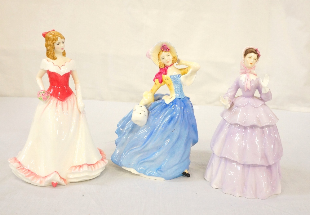 THREE ROYAL DOULTON FIGURINES Autumn Breezes, HN3736, 19.5cm high; Sincerity, 19.