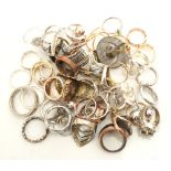 COLLECTION OF SILVER AND OTHER RINGS including stone set examples,