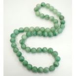 JADE COLOURED HARDSTONE BEAD NECKLACE approximately 70cm long