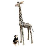 LARGE WOODEN CIRCUS GIRAFFE early 20th century, of nine piece handpainted construction,