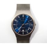 GENTLEMAN'S 'SKAGEN' (Denmark) TITANIUM WRISTWATCH '233X LTTN', with blue dial,