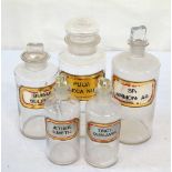 FIVE VINTAGE CHEMISTS BOTTLES all labelled,