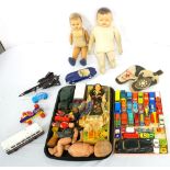 COLLECTION OF VINTAGE TOYS including a 'Sooty Wondertone Xylophone' with original box, dolls,