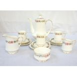 PARAGON 'BELINDA' CHINA COFFEE/TEA SET comprising coffee pot, six cups, five coffee saucers,