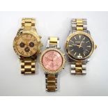 THREE MICHAEL KORS WRISTWATCHES comprising two gentlemen's watches (numbers 5830 and 7064) and one