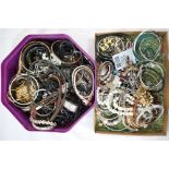 SELECTION OF COSTUME JEWELLERY including bracelets, bangles, necklaces, pendants on chains,