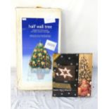 WALL HANGING INDOOR CHRISTMAS TREE decorated with gold and red baubles and thirty six red lights,