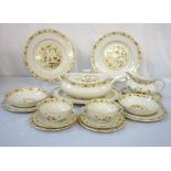 ROYAL DOULTON 'MANDALAY' DINNER SERVICE comprising eight soup bowls with stands;