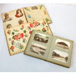 POSTCARD ALBUM early 20th century, includes town and city views, railway, and various scenes,