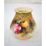 ROYAL WORCESTER POT with decorative raised gilt rim detail,