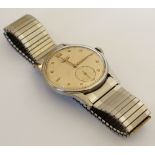 GENTLEMAN'S 'LONGINES' MANUAL WRISTWATCH the circular silvered dial with baton markers and a