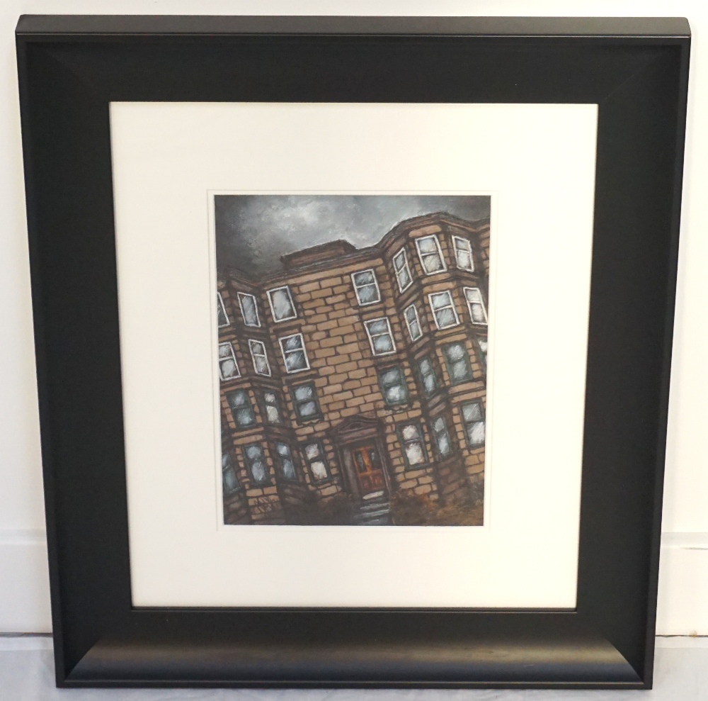 'THE TENEMENT HOUSE' BY IONA MACKELLAR-BRUCE mixed media, monogrammed bottom left,