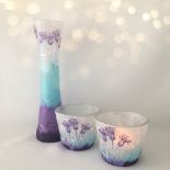 'MEADOW THISTLE' HAND-DECORATED STRAWSILK VASE & TEALIGHT HOLDER BY THE GLASS CRAFT