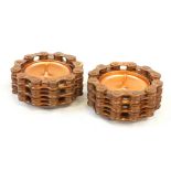 PAIR OF COPPER COATED BICYCLE CHAIN TEALIGHT HOLDERS BY SALVATION BARMY copper-coated tealight