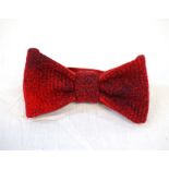 RED AND BLUE HARRIS TWEED READY TIED BOW TIE BY SIMONE WOOD with red lining and neck band,