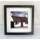 'BURNS' COTTAGE' CERAMIC TILE BY IONA MACKELLAR-BRUCE signed and titled in pencil to the mount,