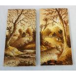 PAIR OF HANDPAINTED POTTERY TILES