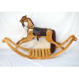 SHAUN HOEY HOME CRAFT CHILD'S ROCKING HORSE in variegated walnut with a horse hair mane and tail,