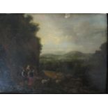 IRISH SCHOOL 18TH CENTURY
Figures and Goats A Wooded Landscape
Oil on Panel
15cm x 22cm