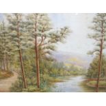 MOUNTAIN RIVER SCAPE
A Watercolour
Inscribed Lower Left
Monogrammed KH
Dated 1912
24cm x 34cm