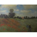 TWO FRAMED OLEOGRAPHS 
"The Poppy Field" and "Garden Scene"