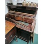 AN AMERICAN WALNUT TAMBOUR FRONT DESK the super structure with moulded three quarter gallery above