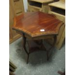 AN EDWARDIAN MAHOGANY SHAPED TOP OCCASIONAL TABLE with platform base below