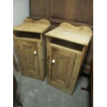 A PAIR OF VICTORIAN PINE SINGLE DOOR LOCKERS