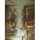 CONTINENTAL SCHOOL 20TH CENTURY
Street Scene with Figures
Oil on Canvas
Indistinctly Signed Lower