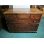 A GEORGIAN MAHOGANY CHEST of two short and three long graduated drawers on bracket feet 90cm (h) x