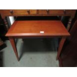 A TEAK RECTANGULAR OCCASIONAL TABLE on square tapering legs 58cm (h) x 71cm (w) x 56cm (d)