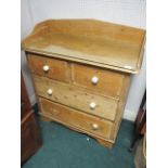 A VICTORIAN PINE CHEST of two short and three long drawers on bracket feet 100cm (h) x 90cm (w) x