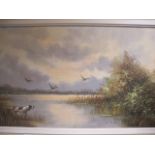 20TH CENTURY
Ducks in Flight
Oil on Canvas Laid on Board
Indistinctly Signed
40cm x 80cm