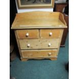 A VICTORIAN PINE CHEST of two short and two long drawers on bracket feet 100cm (h) x 90cm (w) x