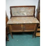 AN EDWARDIAN WASHSTAND with marble top