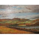 W HYND Mountain Landscape with River Oil on Board 39cm x 49cm