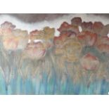 MODERN SCHOOL Flowers in a Landscape Mixed Media Signed lower Right Indistinctly 100cm x 125cm