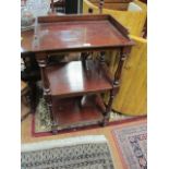 A 19TH CENTURY MAHOGANY DUMB WAITER the rectangular top with raised three quarter gallery above two