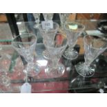 FIVE WATERFORD CUT GLASS STEM GLASSES