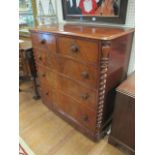 A VICTORIAN MAHOGANY TALL CHEST OF DRAWERS the rectangular top with moulded rim above two short and