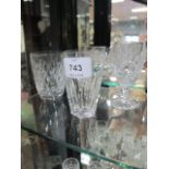 A LARGE COLLECTION OF CUT GLASS Waterford sherry glasses together with a contemporary crystal bowl