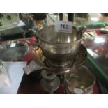 A SILVER PORRINGER DUBLIN together with a silver cream jug