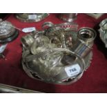 A MISCELLANEOUS COLLECTION to include a plated dish silver serviette rings pierced bon bon dish etc